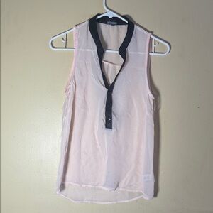 Charlotte Russe Pink Sheer Blouse with Black Trim